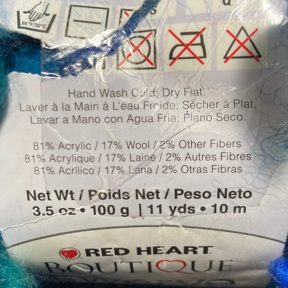 5for$10 1 NWT +1 Red Heart Boutique Swerve 81%Acrylic 17%Wool 2%Other Col:Baltic